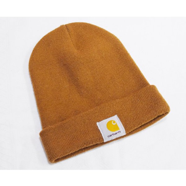 画像1: 【ビンテージ】【carhartt】【カーハート】【ブラウン】【ロゴ】 【ニットキャップ】ビーニー 【ニット帽】  