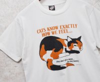 90's【USA製】ビンテージ【SCREEN STARS】スクリーンスターズ【白】【cats know exactly~】猫プリント【Tシャツ】【サイズL】 