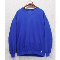 90'ｓ【USA製】【RUSSELL】ラッセル 【ビンテージ】青 ブルー【無地】【クルーネック】前V スウェット【サイズXXL】 