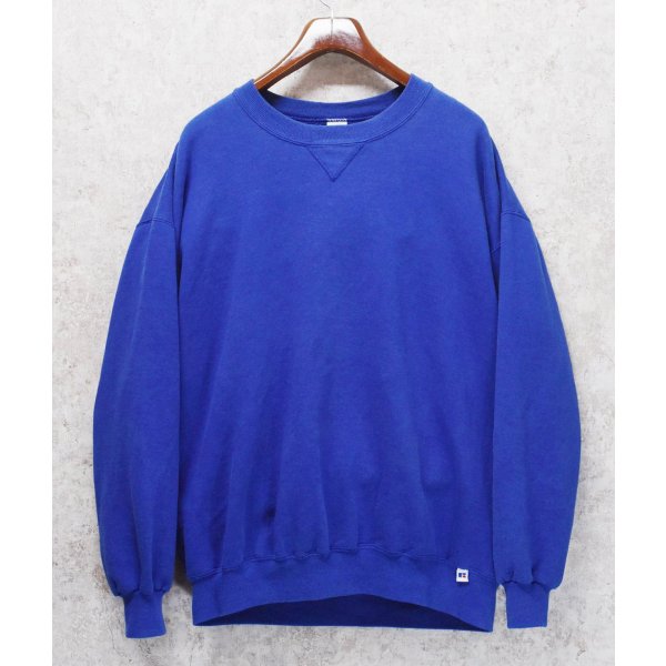 画像1: 90'ｓ【USA製】【RUSSELL】ラッセル 【ビンテージ】青 ブルー【無地】【クルーネック】前V スウェット【サイズXXL】 
