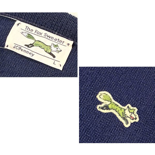 画像2: 〜80’ｓビンテージ【JCPenney】JCペニー The Fox Sweater【紺】無地【Vネック】アクリルセーター【サイズＬ】 