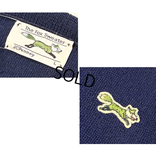 画像2: 〜80’ｓビンテージ【JCPenney】JCペニー The Fox Sweater【紺】無地【Vネック】アクリルセーター【サイズＬ】 