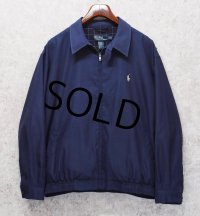 【ビンテージ】【ラルフローレン】【POLO RALPH LAUREN】【紺ｘ裏地紺格子柄】ジップアップ【ブルゾン】スウィングトップ【サイズＸＬ】 