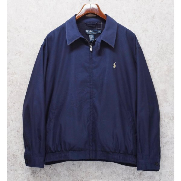 画像1: 【ビンテージ】【ラルフローレン】【POLO RALPH LAUREN】【紺ｘ裏地紺格子柄】ジップアップ【ブルゾン】スウィングトップ【サイズＸＬ】 