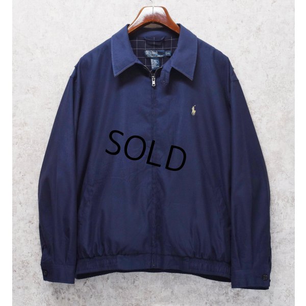 画像1: 【ビンテージ】【ラルフローレン】【POLO RALPH LAUREN】【紺ｘ裏地紺格子柄】ジップアップ【ブルゾン】スウィングトップ【サイズＸＬ】 