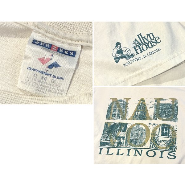 画像2: ビンテージ【ジャージーズ】【JERZEES】ILLINOIS NAUVOO プリント【白】【Ｔシャツ】【サイズXL】 