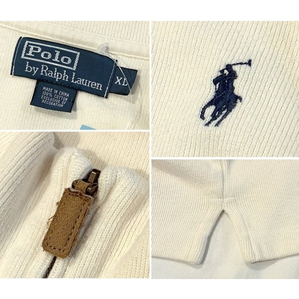 画像2: ビンテージ【ラルフローレン】POLO RALPH LAUREN【白】【無地】【ハーフジップ】【コットンセーター】【サイズXL】  
