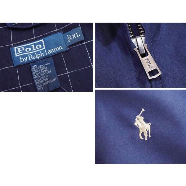 画像2: 【ビンテージ】【ラルフローレン】【POLO RALPH LAUREN】【紺ｘ裏地紺格子柄】ジップアップ【ブルゾン】スウィングトップ【サイズＸＬ】 