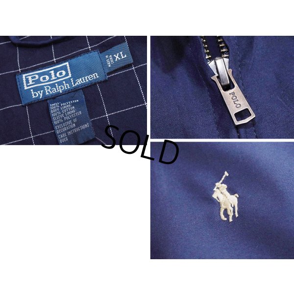 画像2: 【ビンテージ】【ラルフローレン】【POLO RALPH LAUREN】【紺ｘ裏地紺格子柄】ジップアップ【ブルゾン】スウィングトップ【サイズＸＬ】 