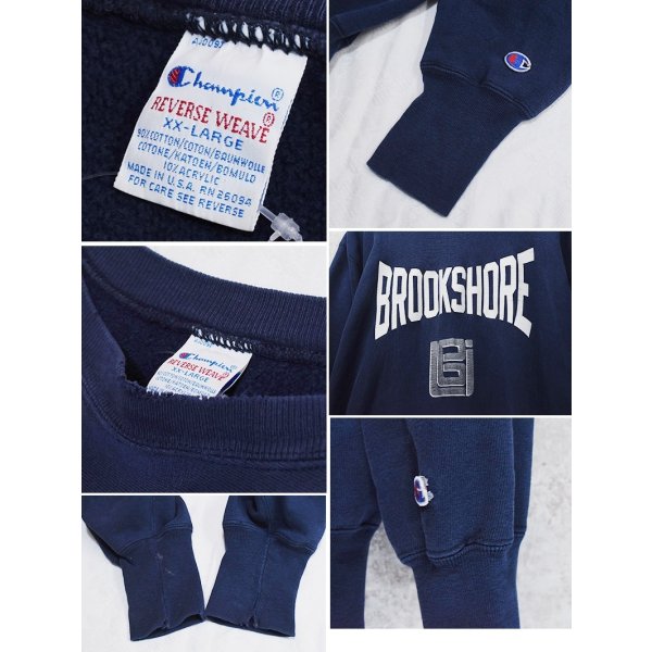 画像2: 90's USA製【Champion】【チャンピオン】【リバースウィーブ】BROOK SHORE【スウェット】【紺】【サイズXXL】 