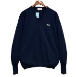 〜80’ｓビンテージ【JCPenney】JCペニー The Fox Sweater【紺】無地【Vネック】アクリルセーター【サイズＬ】 