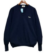 〜80’ｓビンテージ【JCPenney】JCペニー The Fox Sweater【紺】無地【Vネック】アクリルセーター【サイズＬ】 