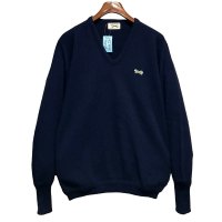〜80’ｓビンテージ【JCPenney】JCペニー The Fox Sweater【紺】無地【Vネック】アクリルセーター【サイズＬ】 