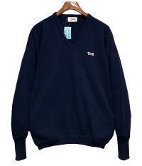 〜80’ｓビンテージ【JCPenney】JCペニー The Fox Sweater【紺】無地【Vネック】アクリルセーター【サイズＬ】 