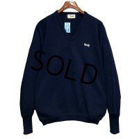 〜80’ｓビンテージ【JCPenney】JCペニー The Fox Sweater【紺】無地【Vネック】アクリルセーター【サイズＬ】 