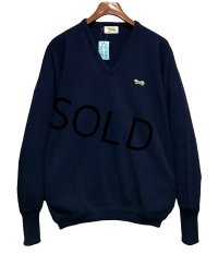〜80’ｓビンテージ【JCPenney】JCペニー The Fox Sweater【紺】無地【Vネック】アクリルセーター【サイズＬ】 