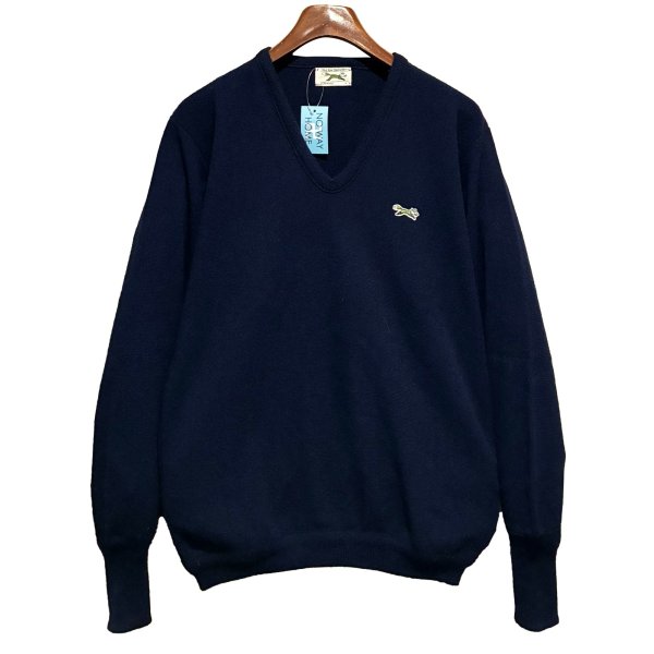 画像1: 〜80’ｓビンテージ【JCPenney】JCペニー The Fox Sweater【紺】無地【Vネック】アクリルセーター【サイズＬ】 