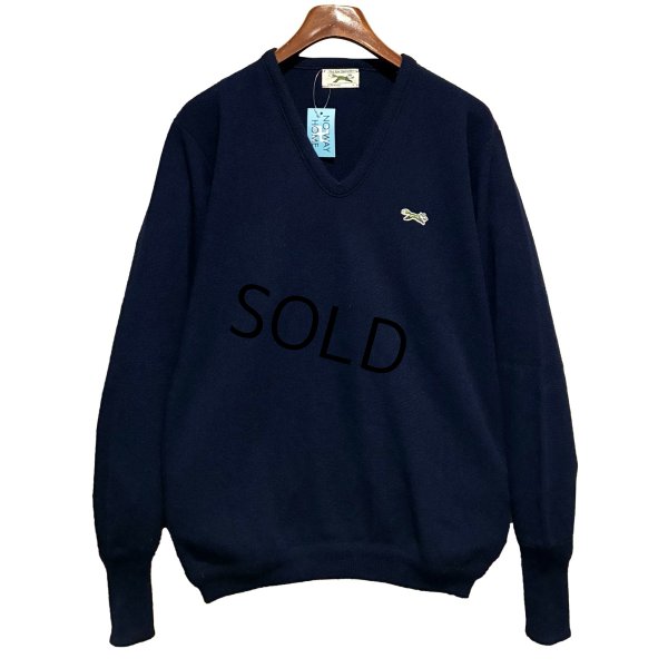 画像1: 〜80’ｓビンテージ【JCPenney】JCペニー The Fox Sweater【紺】無地【Vネック】アクリルセーター【サイズＬ】 