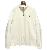 ビンテージ【ラルフローレン】POLO RALPH LAUREN【白】【無地】【ハーフジップ】【コットンセーター】【サイズXL】  