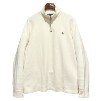 ビンテージ【ラルフローレン】POLO RALPH LAUREN【白】【無地】【ハーフジップ】【コットンセーター】【サイズXL】  