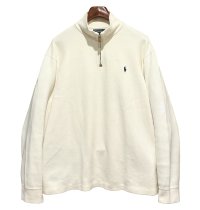 ビンテージ【ラルフローレン】POLO RALPH LAUREN【白】【無地】【ハーフジップ】【コットンセーター】【サイズXL】  