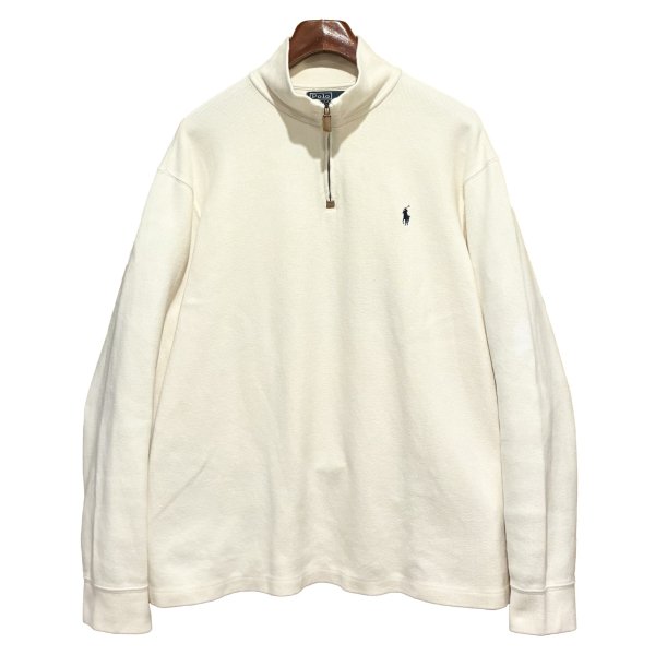 画像1: ビンテージ【ラルフローレン】POLO RALPH LAUREN【白】【無地】【ハーフジップ】【コットンセーター】【サイズXL】  