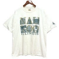 ビンテージ【ジャージーズ】【JERZEES】ILLINOIS NAUVOO プリント【白】【Ｔシャツ】【サイズXL】 