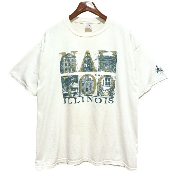 画像1: ビンテージ【ジャージーズ】【JERZEES】ILLINOIS NAUVOO プリント【白】【Ｔシャツ】【サイズXL】 