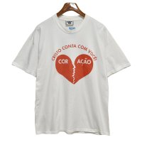 90's【USA製】【ビンテージ】【Lee】リー【cristo conta com voce!】ハートプリント【白】Tシャツ【サイズＸＬ】 