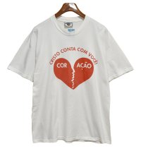 90's【USA製】【ビンテージ】【Lee】リー【cristo conta com voce!】ハートプリント【白】Tシャツ【サイズＸＬ】 