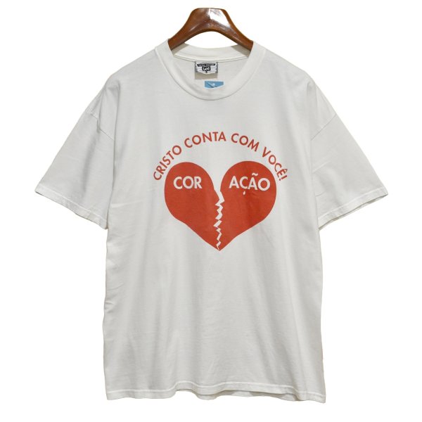画像1: 90's【USA製】【ビンテージ】【Lee】リー【cristo conta com voce!】ハートプリント【白】Tシャツ【サイズＸＬ】 