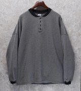 90's【USA製】ラッセル【ビンテージ】【グレーｘ黒】マイクロチェック ヘンリーネックスウェット【サイズL】 