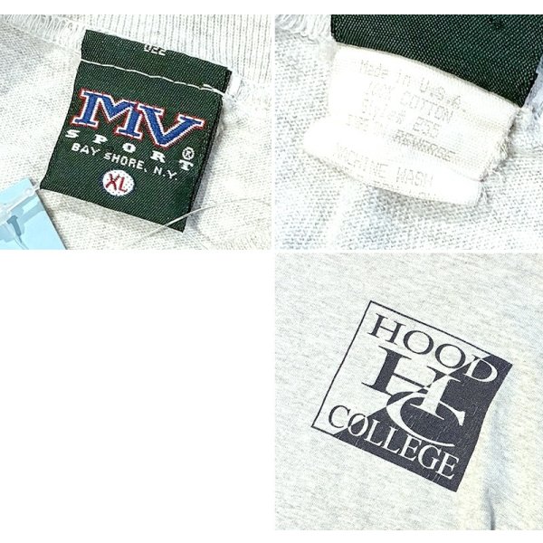 画像2: USA製【MV Sport】エムブイスポーツ ビンテージ【HOOD COLLEGE】フッドカレッジ【グレー】【モックネックロンT】【サイズXL】 