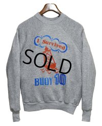 デッドストック 80's【USA製】【ビンテージ】 jean top I Survived BUOY 10【グレー】【スウェット】【サイズL】 