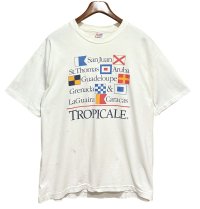90's【USA製】【ビンテージ】Hanes ヘインズ【TROPICALE】クルーズ客船　国旗 トロピカール  白【Tシャツ】【サイズXL】 