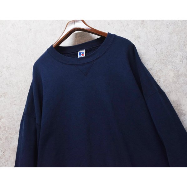 画像3: 90'ｓ【USA製】【RUSSELL】ラッセル 【ビンテージ】紺【無地】【クルーネック】前V スウェット【サイズ3X】 