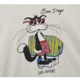 画像4: 【80's〜】【USA製】【ビンテージ】【Hanes】ヘインズ【San Diego】サンディエゴ【ライトイエロー】猫 プリント【Tシャツ】【サイズM】<br> (4)