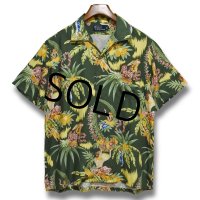 90's【ビンテージ】【ラルフローレン】POLO ralph lauren【viscose(レーヨン)】緑×花柄【アロハシャツ】レーヨンシャツ【サイズL】 