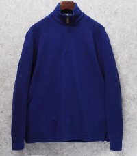 ビンテージ【ラルフローレン】POLO RALPH LAUREN【青】【無地】【ハーフジップ】【コットンセーター】【サイズM】  