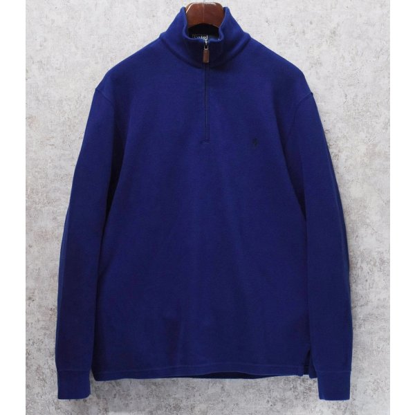 画像1: ビンテージ【ラルフローレン】POLO RALPH LAUREN【青】【無地】【ハーフジップ】【コットンセーター】【サイズM】  