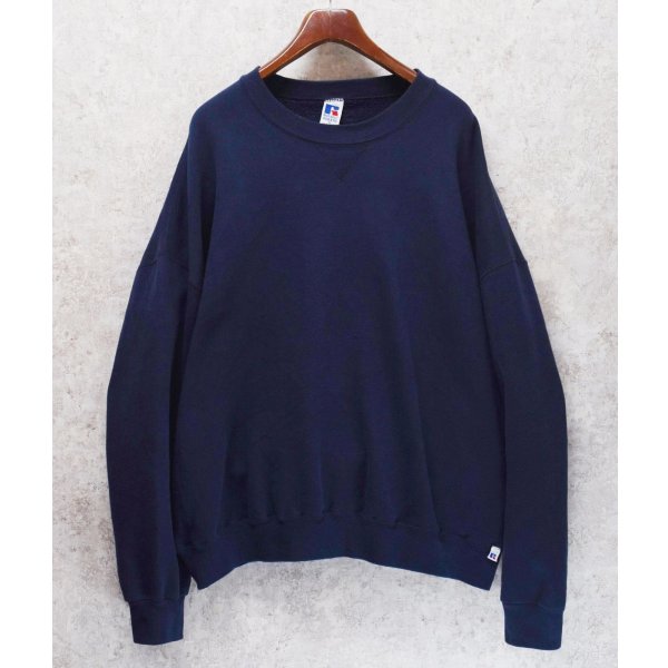 画像1: 90'ｓ【USA製】【RUSSELL】ラッセル 【ビンテージ】紺【無地】【クルーネック】前V スウェット【サイズ3X】 