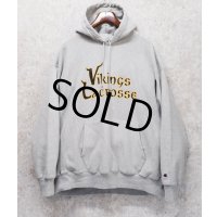 【チャンピオン】【Champion】グレー【VIKINGS LACROSSE】バイキングス【プリント】ラクロス【リバースウィーブパーカー】【サイズXL程度】 
