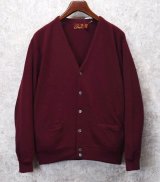 80's USA製【ビンテージ】アーニー【ARNIE】【エンジ】【アクリルカーディガン】【サイズL】 