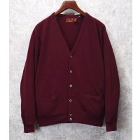 80's USA製【ビンテージ】アーニー【ARNIE】【エンジ】【アクリルカーディガン】【サイズL】 