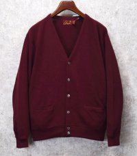 80's USA製【ビンテージ】アーニー【ARNIE】【エンジ】【アクリルカーディガン】【サイズL】 