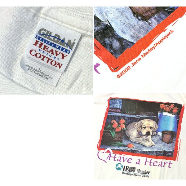 画像2: 【GILDAN】【ギルダン】Have a heart 子犬 プリント【国際動物福祉基金】IFAW【白】【Tシャツ】【サイズL】 