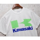 【ビンテージ】【Hanes】ヘインズ【Kawasaki】カワサキ フライングK【白】【Tシャツ】【サイズＭ】 