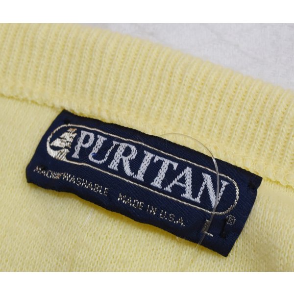 画像2: 80's USA製【ビンテージ】【PURITAN】ピューリタン クリームイエロー【無地】Vネック【アクリルセーター】サイズL 