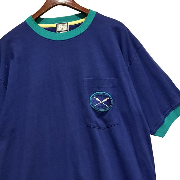 画像3: 程度良好!!【USA製】【ビンテージ】WINDSOR SHIRT【紺ｘエメラルド】【リンガーＴシャツ】【サイズL】 