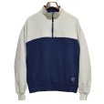 画像1: 90's【USA製】【RUSSELL】ラッセル 【ビンテージ】紺×ベージュ【無地】【ハーフジップ】襟付き スウェット【サイズXL】<br> (1)